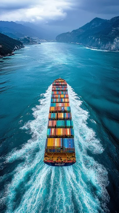 cargo ship sailing stockcake